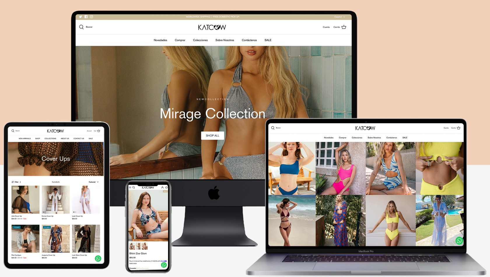Tienda de Katcow en escritorio, laptop, tablet y celular