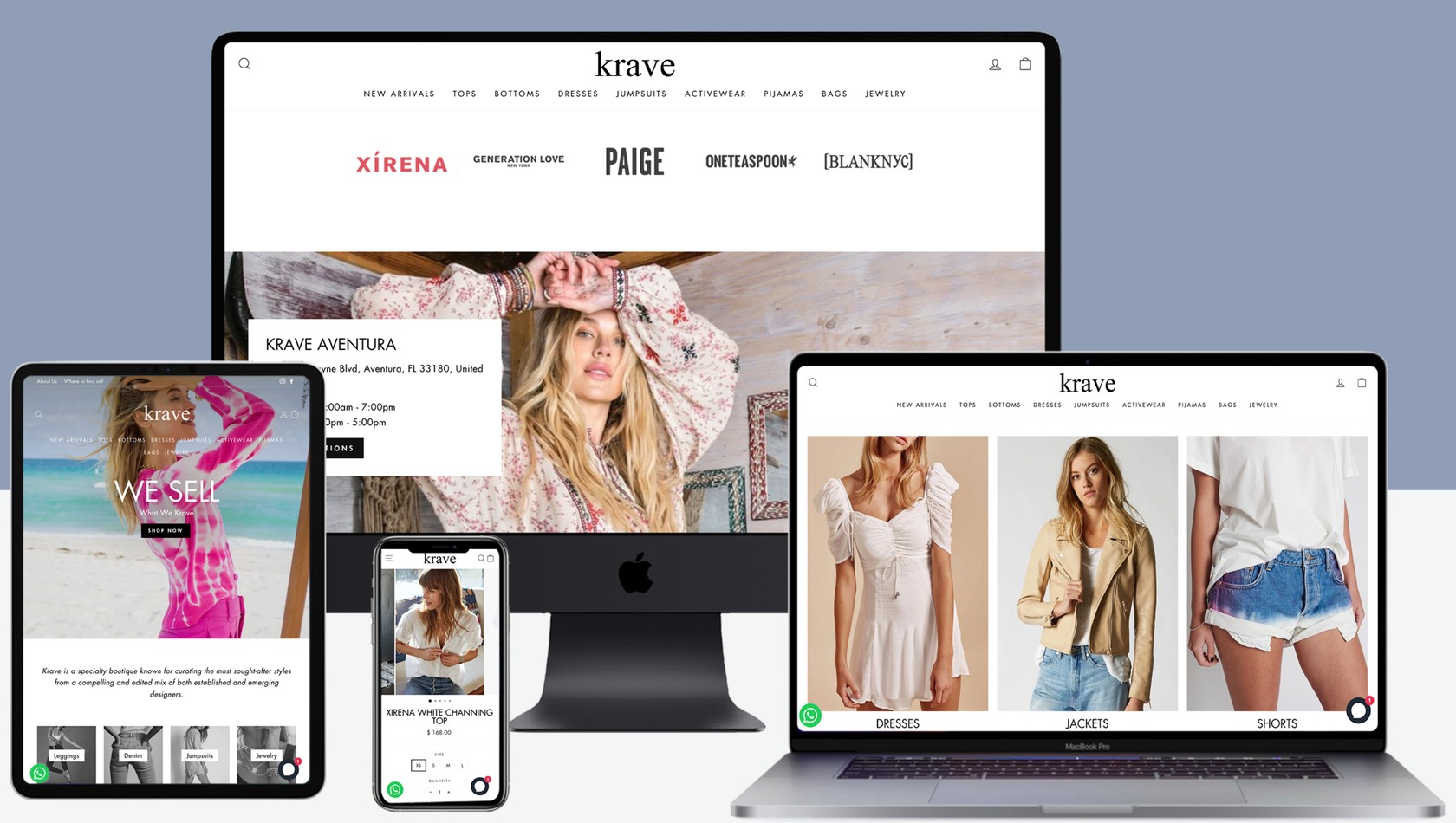 Tienda de Krave en escritorio, laptop, tablet y celular