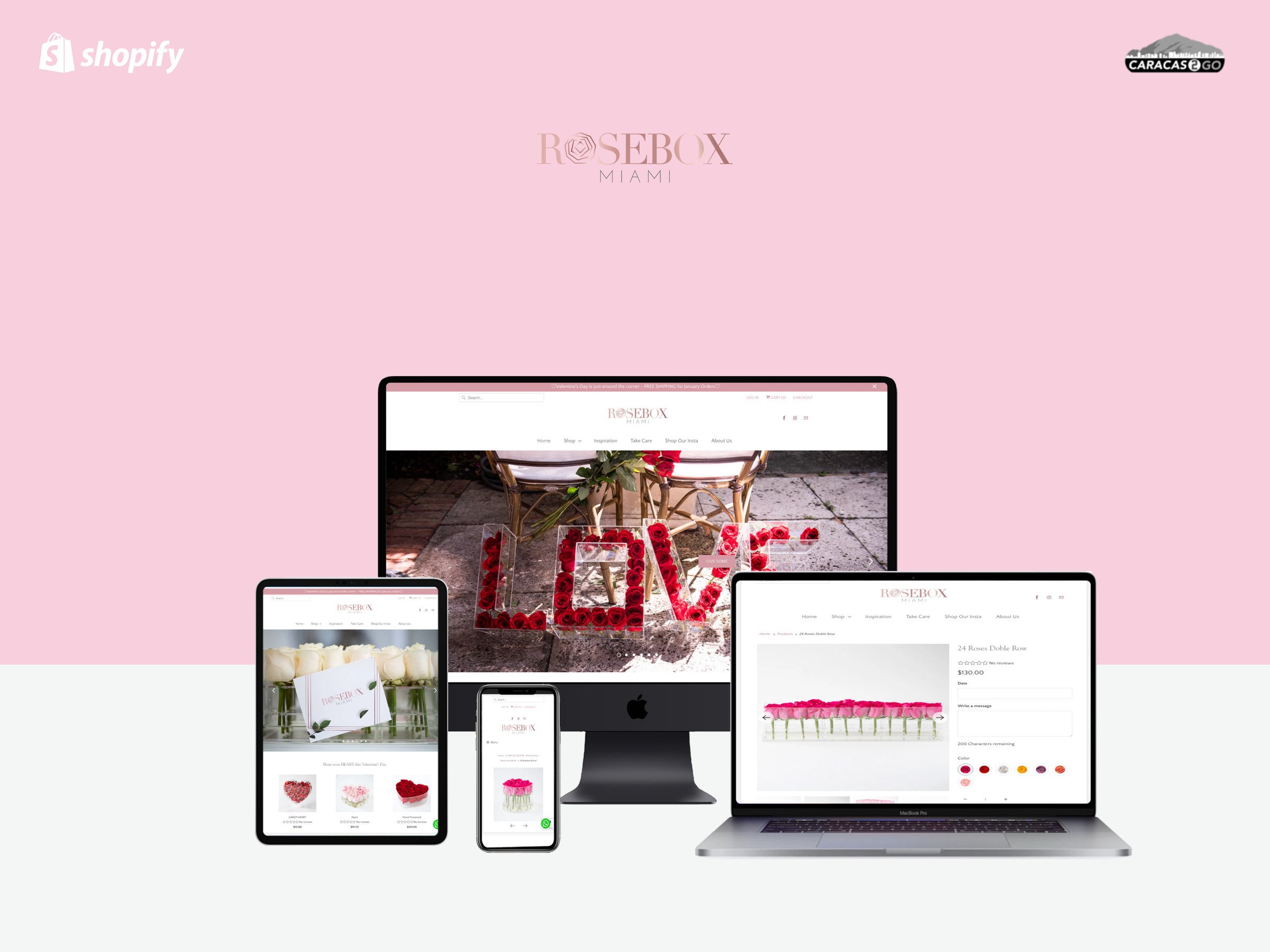 Mockup de Rosebox Miami en varios dispositivos
